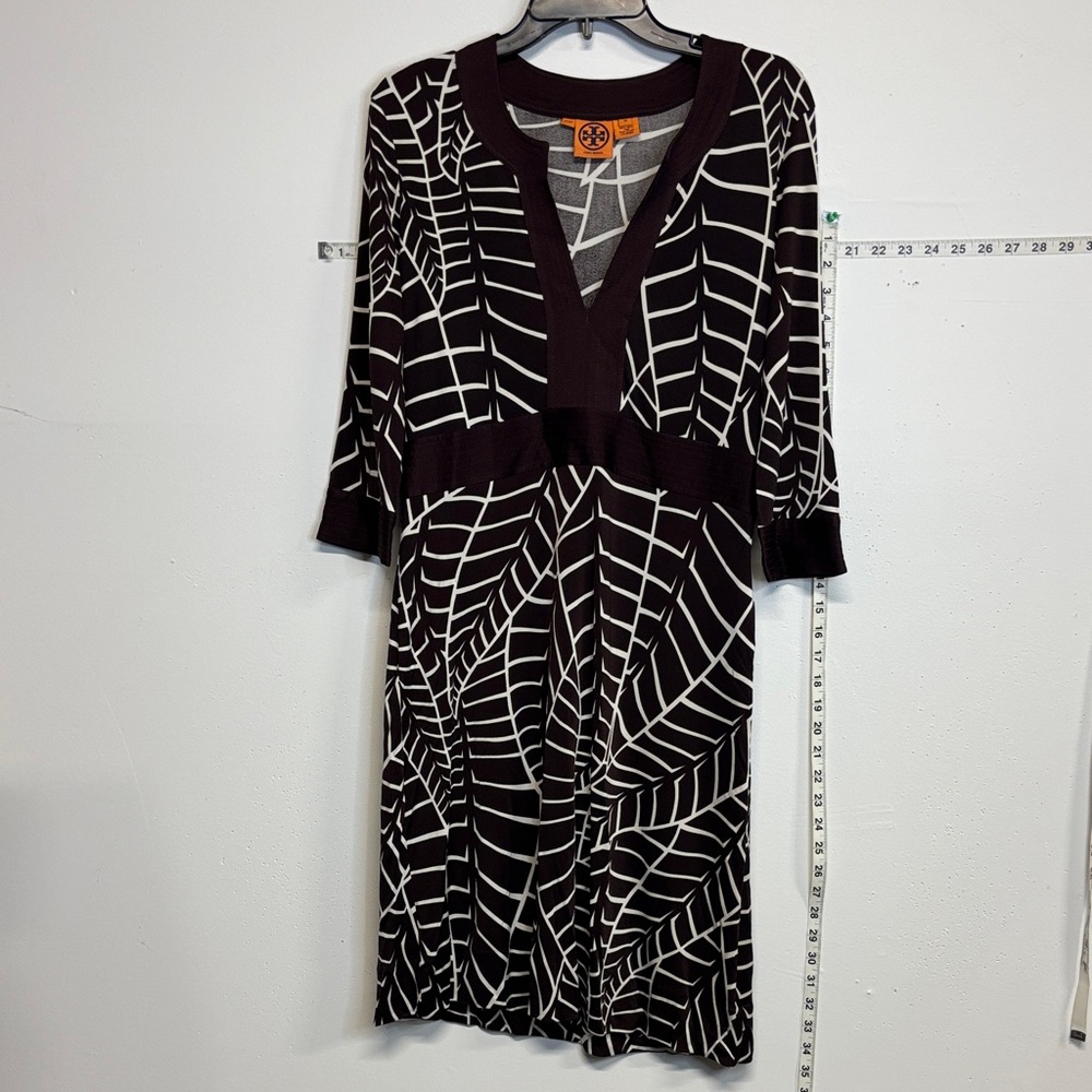 Tory Burch Black and White Leaf Pattern Dress